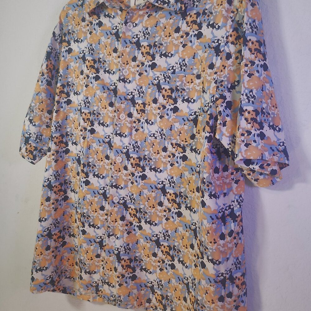 Vintage Silk Circa 1969 Multicolor Polo Vintage Beautiful Shirt 100% Silk - Picture 6 of 11